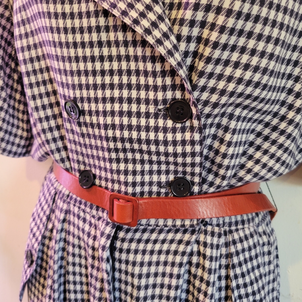 Vintage Checkered Double-Breasted Pinup Style ROMPER with pokets